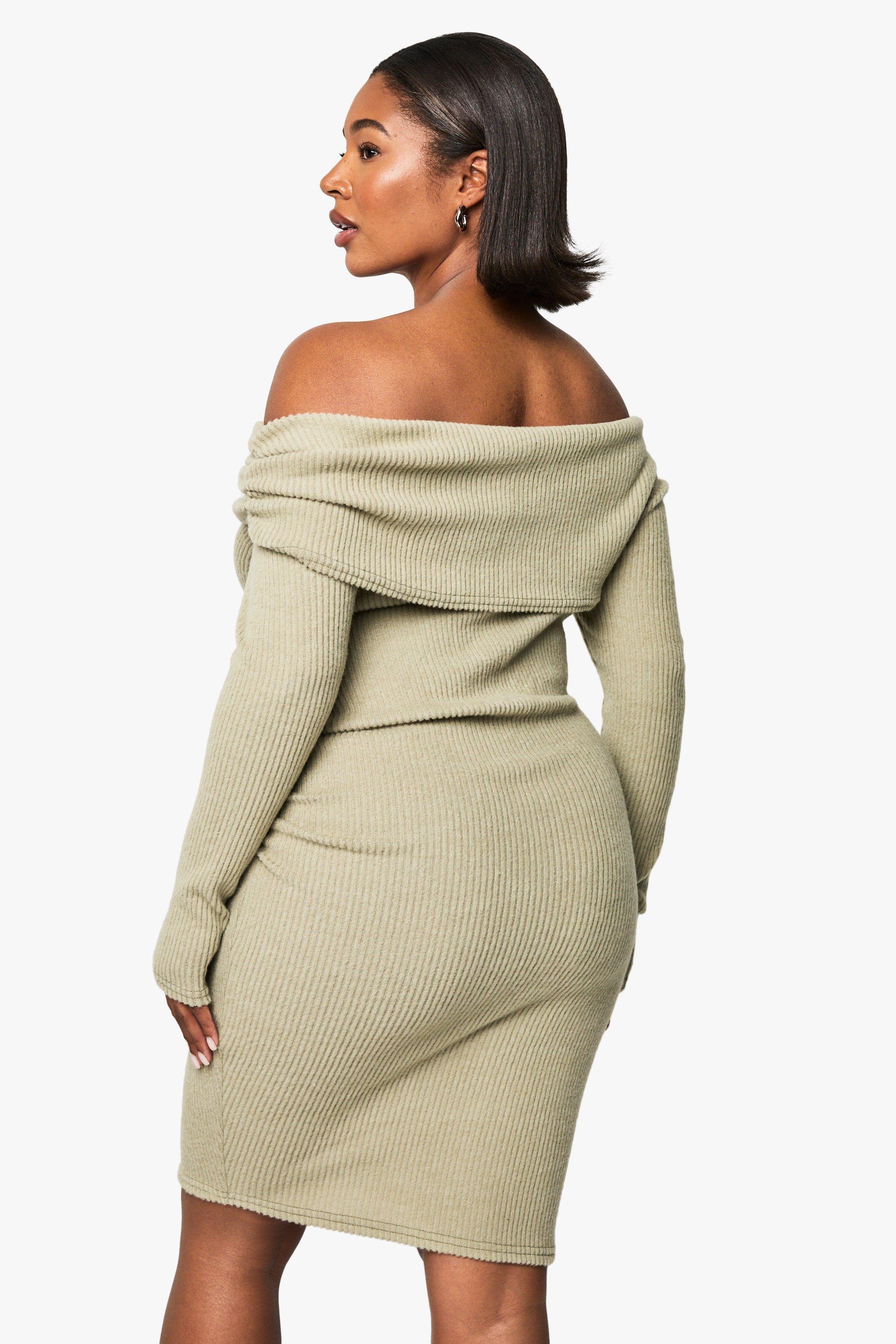 Grande taille Robe moulante froncee en maille douce boohoo FR